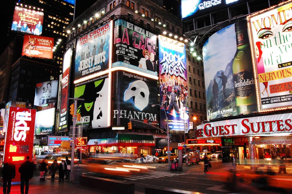Billboards for Broadway shows in Times Square